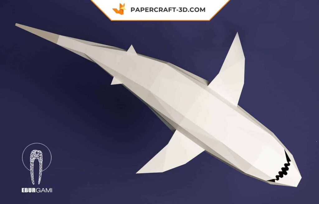 Papercraft de tubarão branco XXL em origami 3D