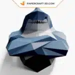 Papercraft busto de tubarão para decoração de parede em origami