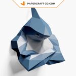 Papercraft busto de tubarão para decoração de parede em origami 3D
