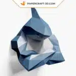 Papercraft busto de tubarão para decoração de parede em origami