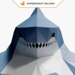 Papercraft busto de tubarão para decoração de parede em origami 3D