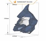 Papercraft busto de tubarão para decoração de parede em origami 3D