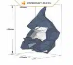 Papercraft busto de tubarão para decoração de parede em origami