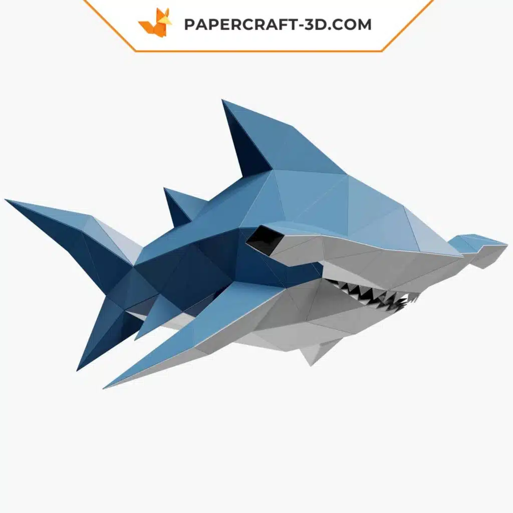 Papercraft de tubarão-martelo bebê em origami 3D