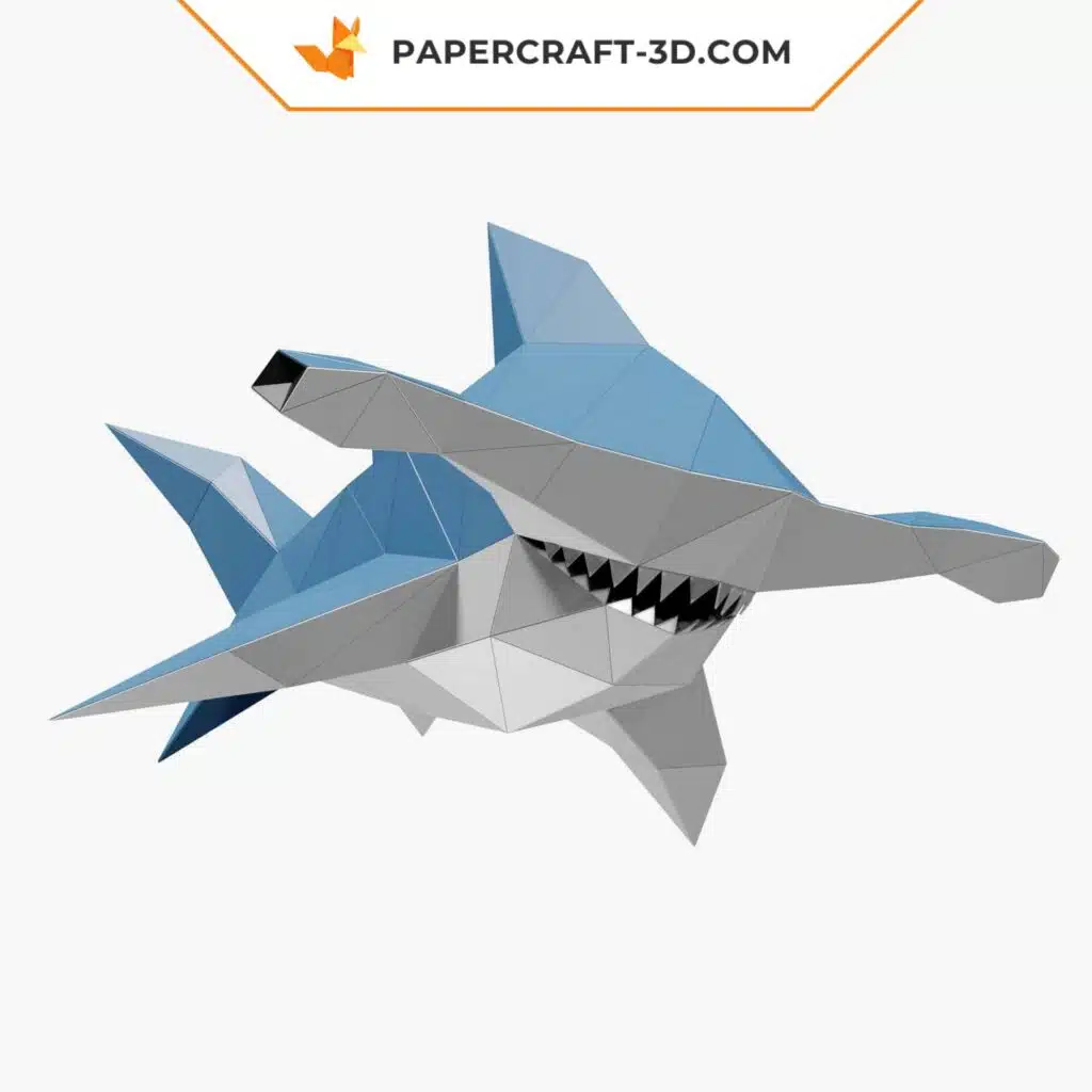 Papercraft de tiburón martillo bebé en origami 3D