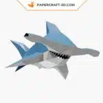 Papercraft de tubarão-martelo bebê em origami 3D