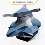 Papercraft busto di squalo martello da parete in origami 3D