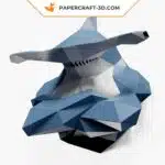Papercraft Requin-marteau décor mural en papier 3D origami, weergave 2