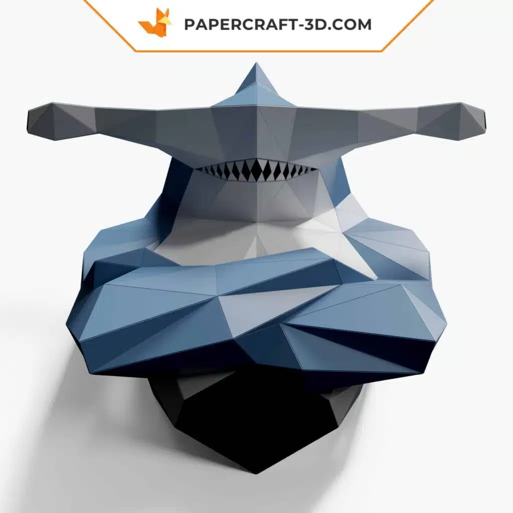 Papercraft Requin-marteau décor mural en papier 3D origami, weergave 3