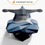 Papercraft Requin-marteau décor mural en papier 3D origami, weergave 3