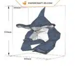 Papercraft Requin-marteau décor mural en papier 3D origami, weergave 7