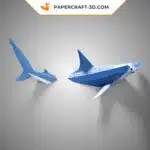 Papercraft Requin Marteau origami papier 3D, weergave 2