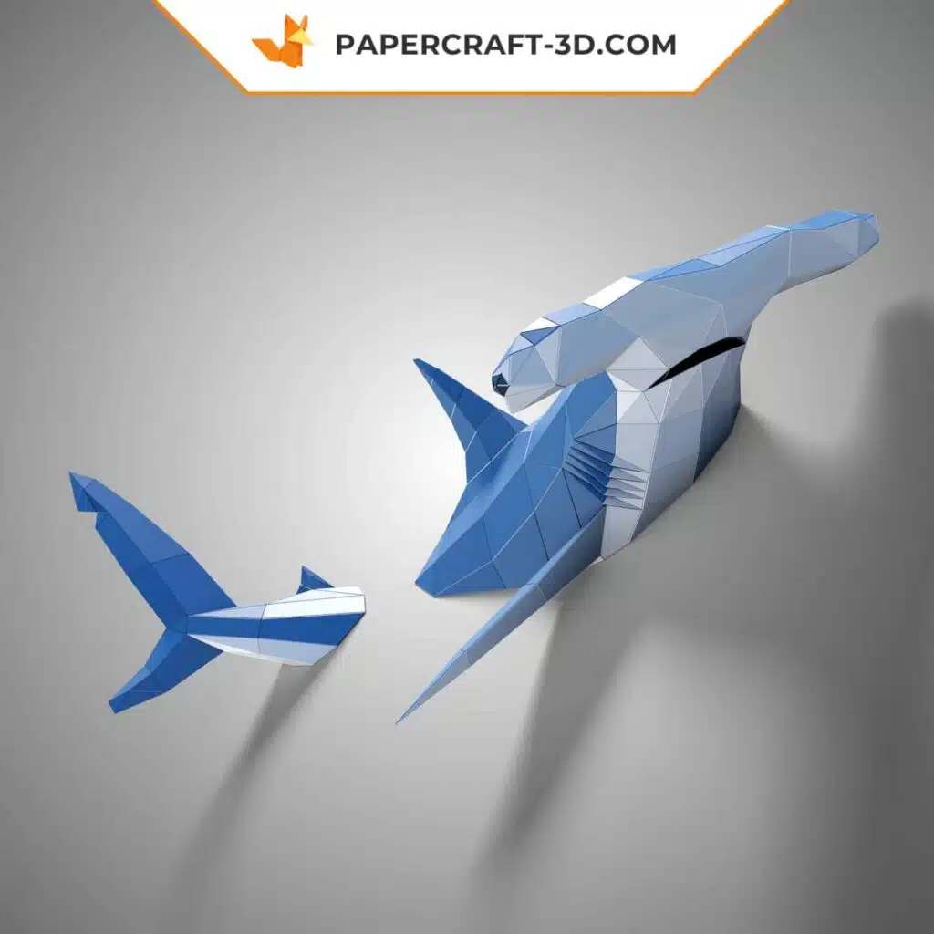 Papercraft Requin Marteau origami papier 3D, weergave 3
