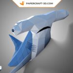 Papercraft de tubarão-martelo em origami 3D