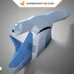 Papercraft Requin Marteau origami papier 3D, weergave 4