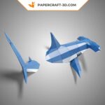 Papercraft de tubarão-martelo em origami 3D