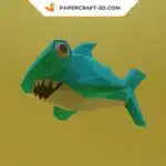 Turquoise 3D origami hammerhead shark papercraft