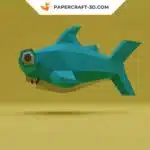 Turquoise 3D origami hammerhead shark papercraft