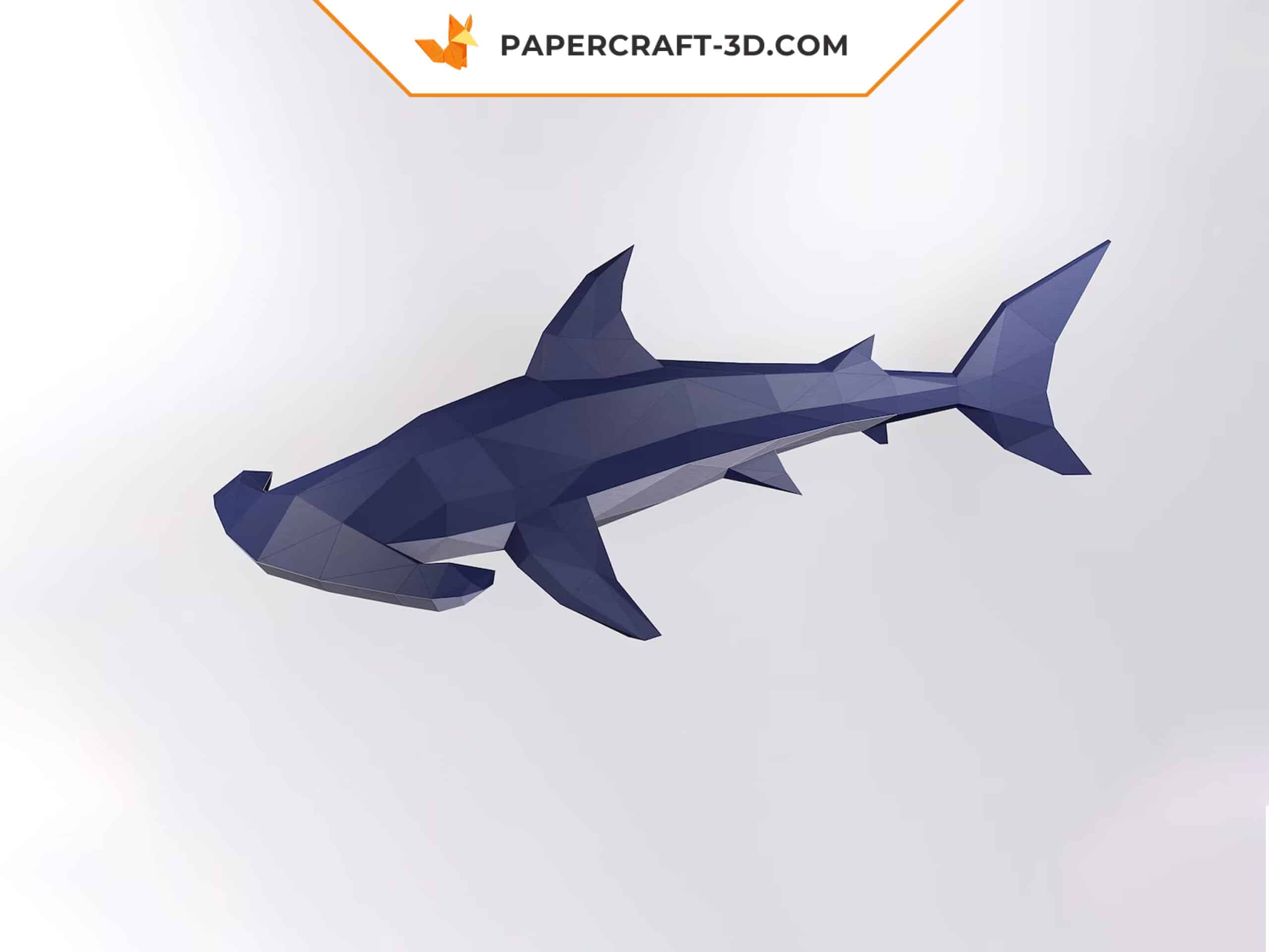 Papercraft de bébé requin-marteau mignon en origami 3D Papercraft de bébé requin-marteau mignon en origami 3D