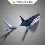 Papercraft requin mural en origami papier 3D, weergave 2