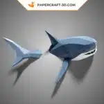 Papercraft requin mural en origami papier 3D, weergave 3