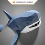 Papercraft requin mural en origami papier 3D, weergave 5