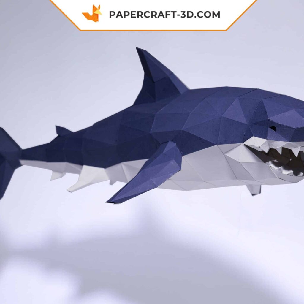 Papercraft shark in 3D origami
