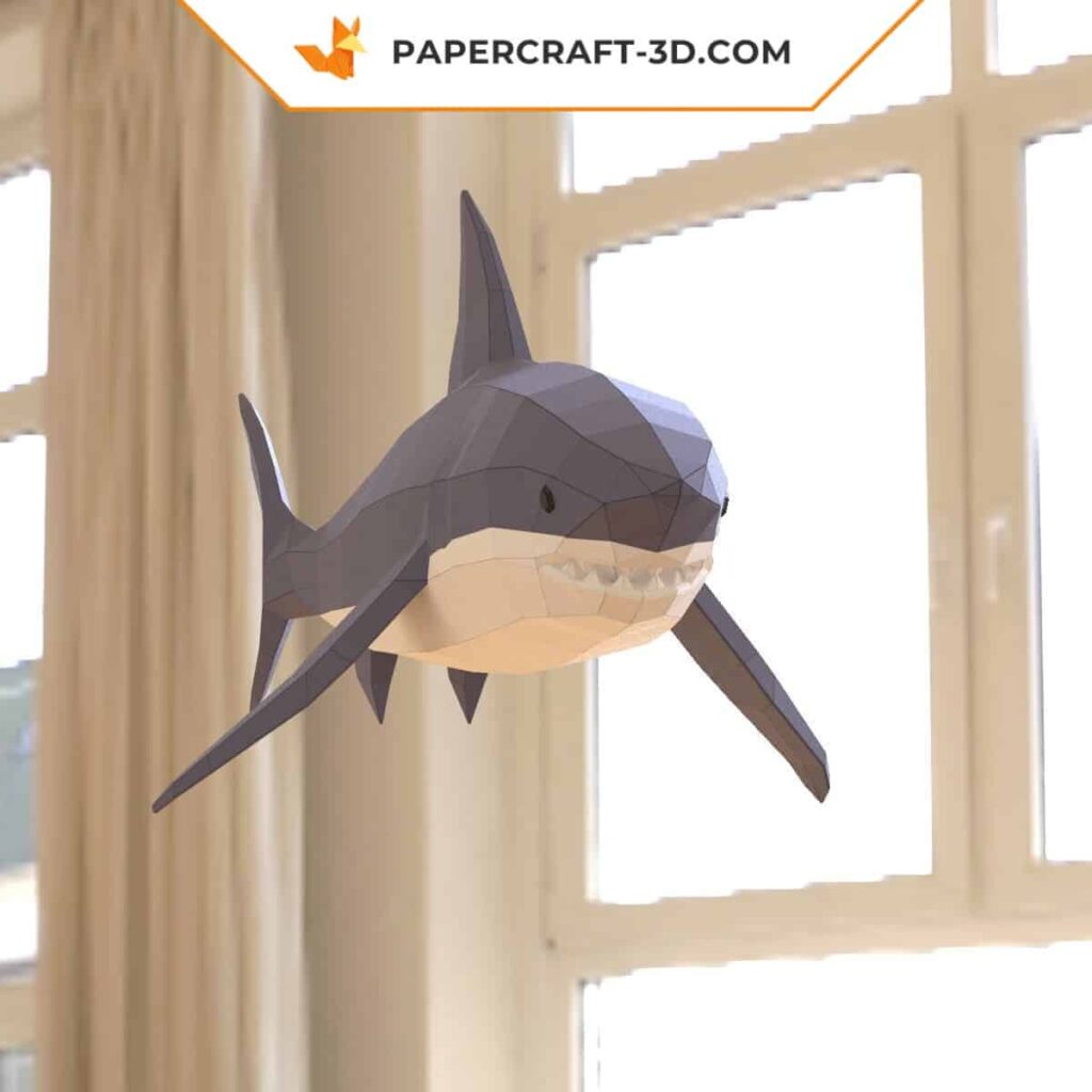 3D Origami Big Blue Shark Papercraft