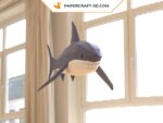 Papercraft de tubarão azul em origami 3D