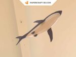 Papercraft de tubarão azul em origami 3D