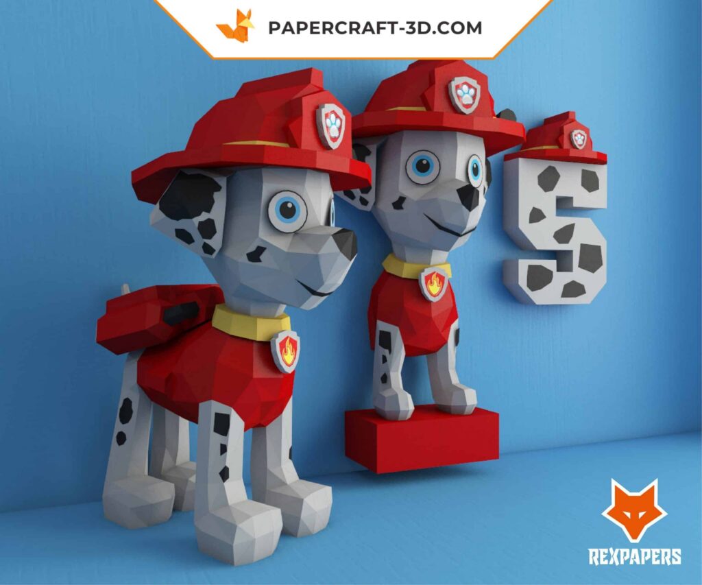 Papercraft Rex da Patrulha Canina em origami 3D