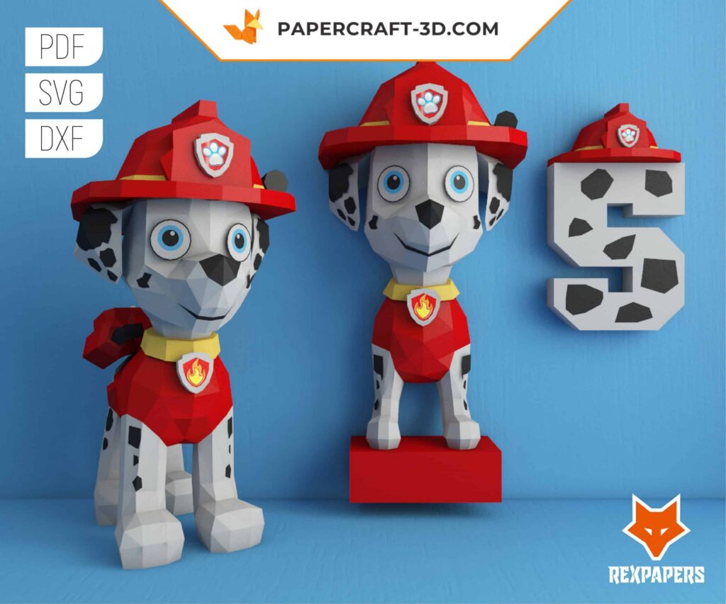 Papercraft Rex da Patrulha Canina em origami 3D