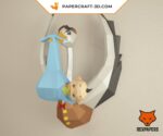 Papercraft Storch in 3D Origami