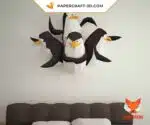Papercraft RexPinguinos origami papier 3D DIY lowpoly, vue 2