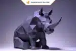 Papercraft Rhinocéros en origami papier 3D à télécharger, weergave 2