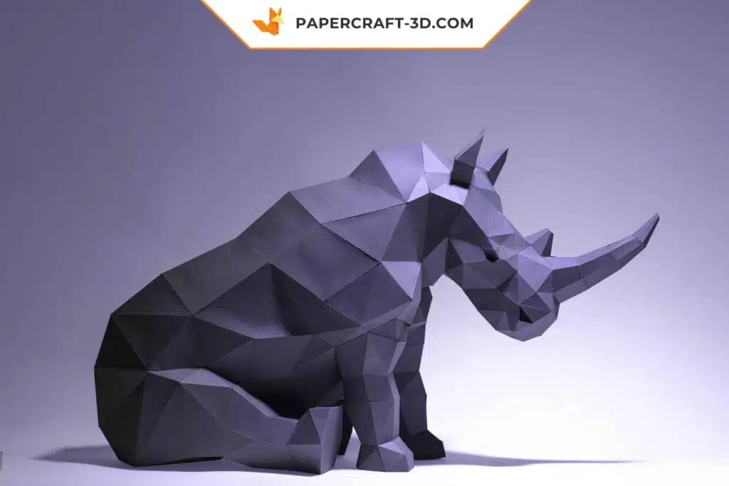 Papercraft Rhinocéros en origami papier 3D à télécharger, weergave 3