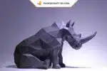 Papercraft Rhinocéros en origami papier 3D à télécharger, weergave 3