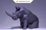 Papercraft Rhinocéros en origami papier 3D à télécharger, weergave 4