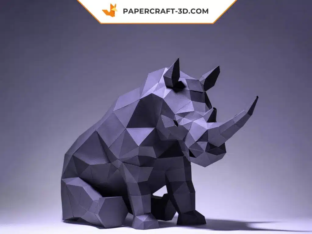 Papercraft Rhinocéros en origami papier 3D à télécharger