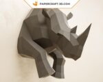 Papercraft demi rhinocéros mural en origami 3D