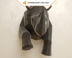 Papercraft demi rhinocéros mural en origami 3D