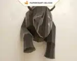 3D origami wall-mounted half rhinoceros papercraft, detail, weergave 2