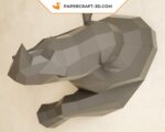 Papercraft demi rhinocéros mural en origami 3D