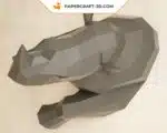 3D origami wall-mounted half rhinoceros papercraft, view 2
