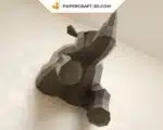 3D origami wall-mounted half rhinoceros papercraft, assembled