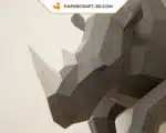 3D origami wall-mounted half rhinoceros papercraft, side view