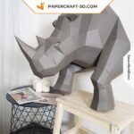 Papercraft demi rhinocéros mural en origami 3D