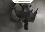 3D origami wall-mounted half rhinoceros papercraft, detail