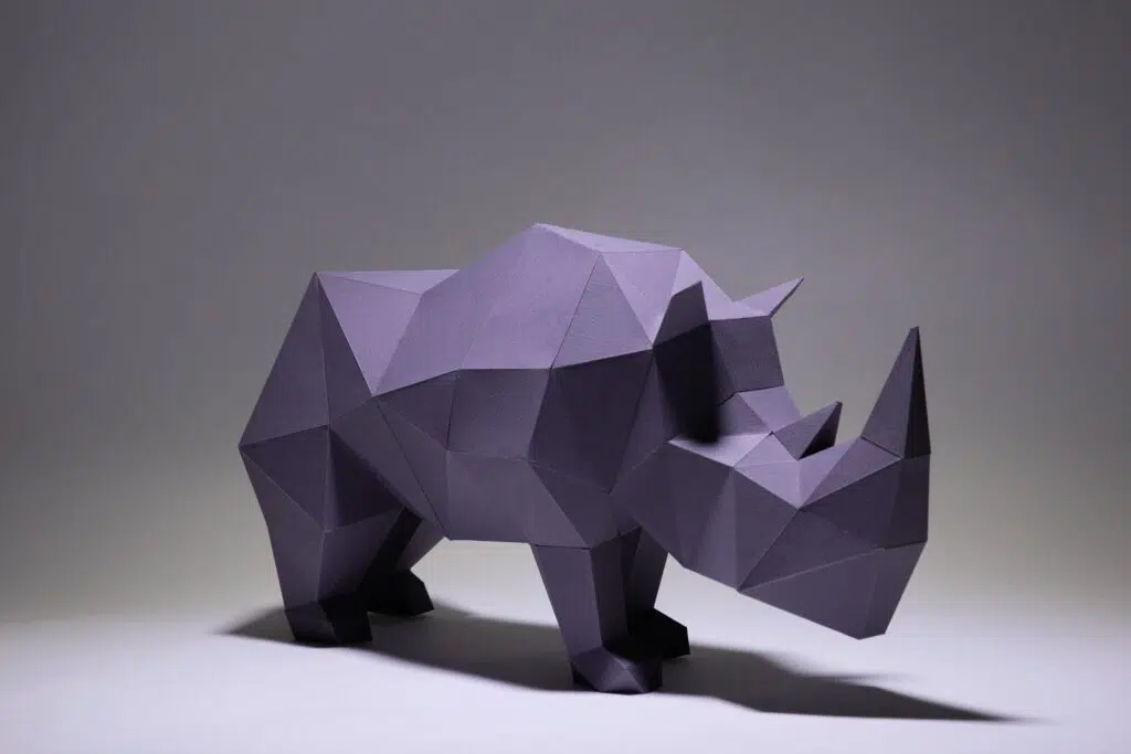 Papercraft de rhinocéros simpliste en origami 3D