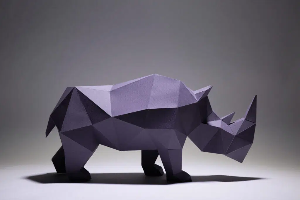 Papercraft de rhinocéros simpliste en origami 3D